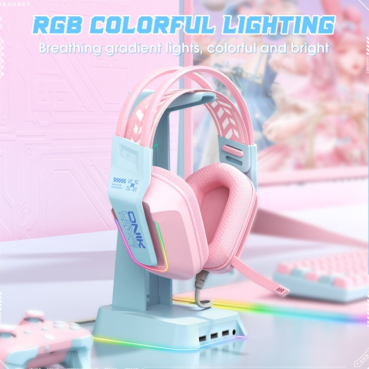 ONIKUMA X13 RGB Colorful Lighting Wired Gaming Headset with Microphone, Length:2.2m(Pink)