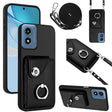For Motorola Moto G Play 2024 5G Organ Card Bag Ring Holder Phone Case with Long Lanyard(Black) - free shipping - PMC Jewellery - Order now!