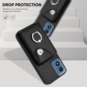 For Motorola Moto G Play 2024 5G Organ Card Bag Ring Holder Phone Case with Long Lanyard(Black)