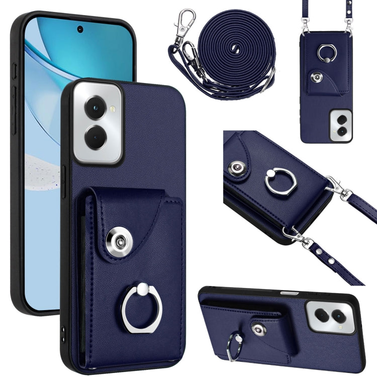 For Motorola Moto G Power 2024 5G Organ Card Bag Ring Holder Phone Case with Long Lanyard(Blue) - free shipping - PMC Jewellery - Order now!