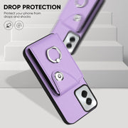 For Motorola Moto G Power 2024 5G Organ Card Bag Ring Holder Phone Case with Long Lanyard(Purple)