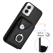 For Motorola Moto G Power 2024 5G Organ Card Bag Ring Holder Phone Case with Long Lanyard(Black)