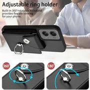 For Motorola Moto G Stylus 5G 2024 Organ Card Bag Ring Holder Phone Case with Long Lanyard(Black)