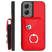 For Motorola Moto G Stylus 5G 2024 Organ Card Bag Ring Holder Phone Case with Long Lanyard(Red)