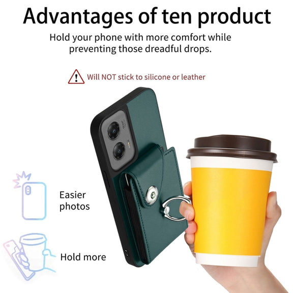 For Motorola Moto G Stylus 5G 2024 Organ Card Bag Ring Holder Phone Case with Long Lanyard(Green)