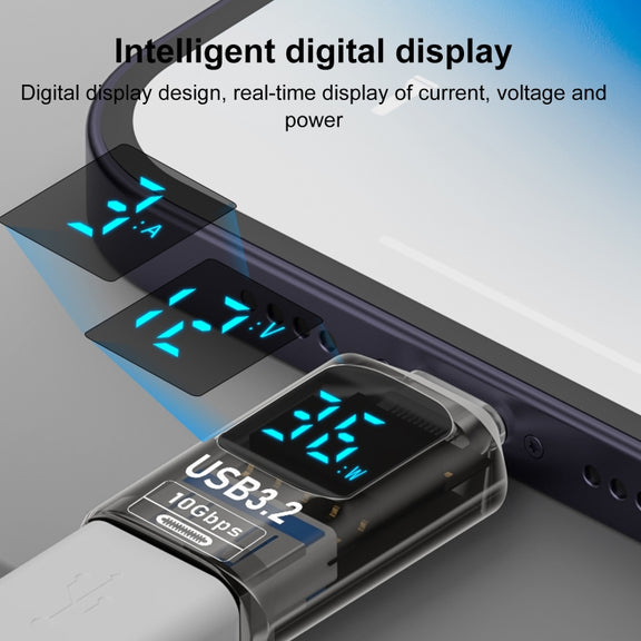 60W 10Gbps Intelligent Digital Display Fast Charge Adapter USB-A to USB-A