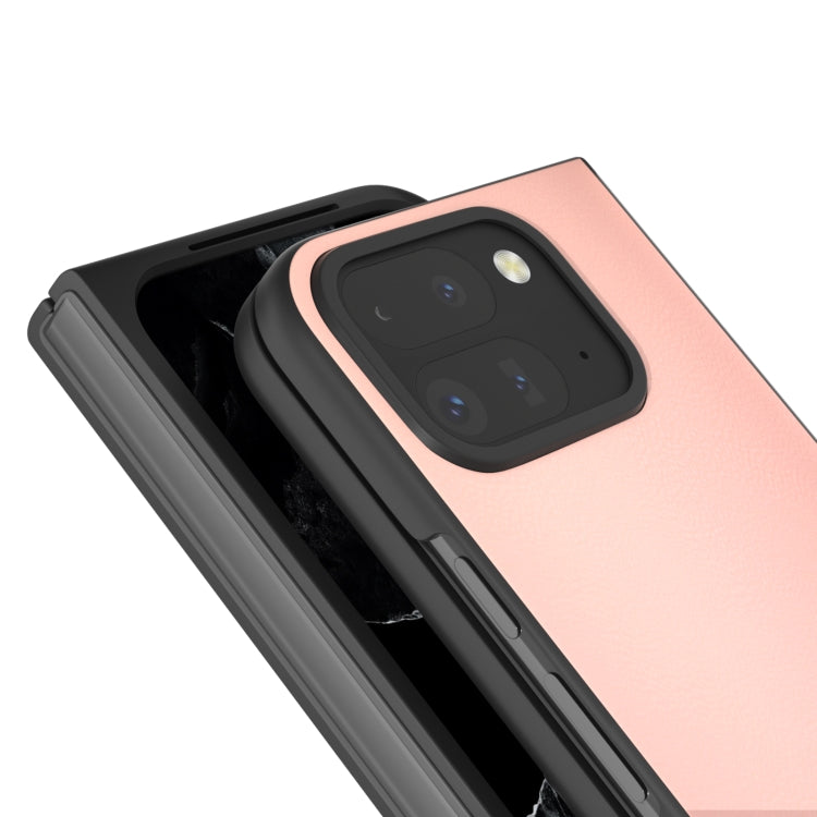 For Google Pixel 9 Pro Fold PU Leather Black Frame Full Coverage Phone Case(Light Pink) - Google Cases by PMC TechLife | Online Shopping South Africa | PMC TechLife | Buy Now Pay Later Mobicred