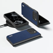 For Google Pixel 9 Pro Fold ABEEL Genuine Leather Luolai Series Phone Case(Dark Blue)