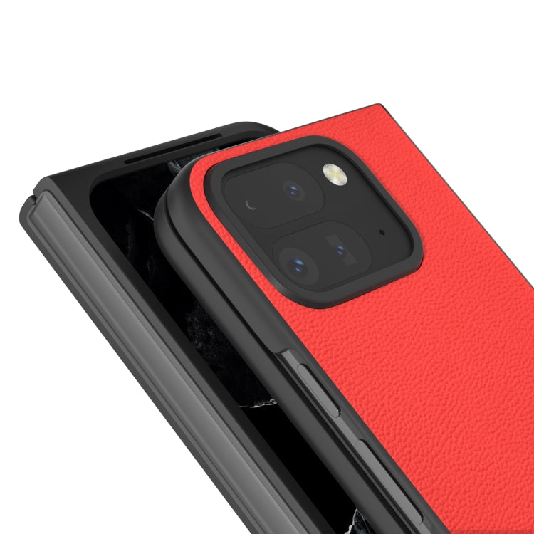 For Google Pixel 9 Pro Fold ABEEL Genuine Leather Luolai Series Phone Case(Red) - Google Cases by PMC TechLife | Online Shopping South Africa | PMC TechLife | Buy Now Pay Later Mobicred