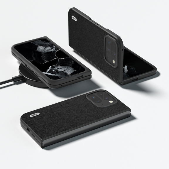 For Google Pixel 9 Pro Fold ABEEL Genuine Leather Luolai Series Phone Case(Black)
