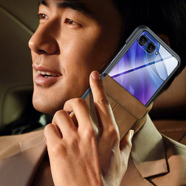 For Motorola Razr 50 Ultra Integrated Film Hinge Folding PU Phone Case(Purple) - Motorola Cases by PMC TechLife | Online Shopping South Africa | PMC TechLife | Buy Now Pay Later Mobicred
