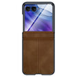 For Motorola Razr 50 Ultra Integrated Film Hinge Folding PU Phone Case(Brown) - Motorola Cases by PMC TechLife | Online Shopping South Africa | PMC TechLife | Buy Now Pay Later Mobicred