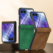 For Motorola Razr 50 Ultra Integrated Film Hinge Folding PU Phone Case(Brown)