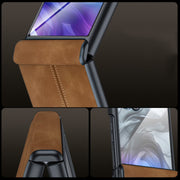 For Motorola Razr 50 Ultra Integrated Film Hinge Folding PU Phone Case(Brown)