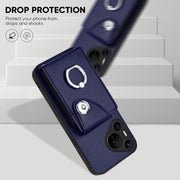 For Huawei Pura 70 Pro / 70 Pro+ Organ Card Bag Ring Holder Phone Case with Long Lanyard(Blue)