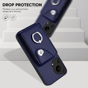 For Huawei Pura 70 Ultra Organ Card Bag Ring Holder Phone Case with Long Lanyard(Blue)