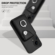 For Huawei Pura 70 Ultra Organ Card Bag Ring Holder Phone Case with Long Lanyard(Black)