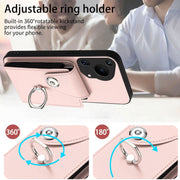 For Huawei Pura 70 Ultra Organ Card Bag Ring Holder Phone Case with Long Lanyard(Pink)
