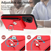 For Huawei Pura 70 Ultra Organ Card Bag Ring Holder Phone Case with Long Lanyard(Red)