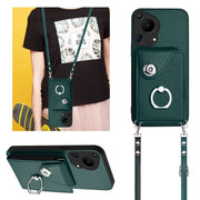 For Huawei Pura 70 Ultra Organ Card Bag Ring Holder Phone Case with Long Lanyard(Green)