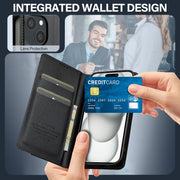 For iPhone 15 LC.IMEEKE L1 Series Frosted Fine Texture PU Phone Case(Black)