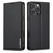 For iPhone 16 Pro LC.IMEEKE L1 Series Frosted Fine Texture PU Phone Case(Black)
