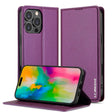 For iPhone 16 Pro LC.IMEEKE L1 Series Frosted Fine Texture PU Phone Case(Purple) - iPhone 16 Pro Cases by LC.IMEEKE | Online Shopping South Africa | PMC TechLife | Buy Now Pay Later Mobicred