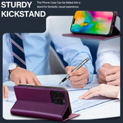For iPhone 16 Pro LC.IMEEKE L1 Series Frosted Fine Texture PU Phone Case(Purple)