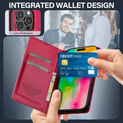 For iPhone 16 Pro LC.IMEEKE L1 Series Frosted Fine Texture PU Phone Case(Red)