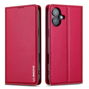 For iPhone 16 Plus LC.IMEEKE L1 Series Frosted Fine Texture PU Phone Case(Red)