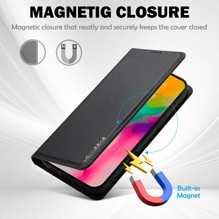 For iPhone 16 LC.IMEEKE L1 Series Frosted Fine Texture PU Phone Case(Black)