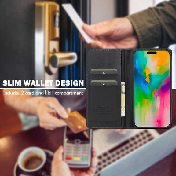 For iPhone 16 LC.IMEEKE L1 Series Frosted Fine Texture PU Phone Case(Black)