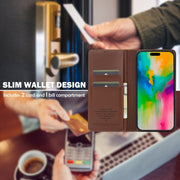 For iPhone 16 LC.IMEEKE L1 Series Frosted Fine Texture PU Phone Case(Brown)