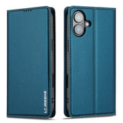 For iPhone 16 LC.IMEEKE L1 Series Frosted Fine Texture PU Phone Case(Blue)
