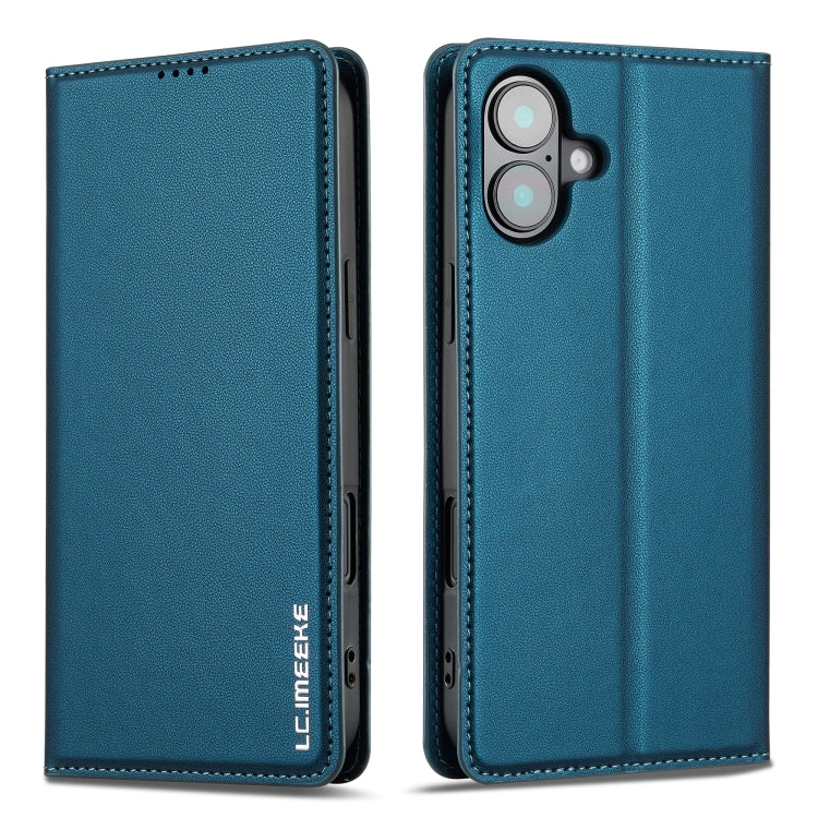 For iPhone 16 LC.IMEEKE L1 Series Frosted Fine Texture PU Phone Case(Blue)