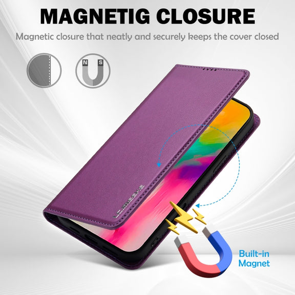 For iPhone 16 LC.IMEEKE L1 Series Frosted Fine Texture PU Phone Case(Purple)