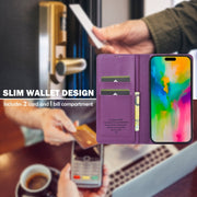 For iPhone 16 LC.IMEEKE L1 Series Frosted Fine Texture PU Phone Case(Purple)