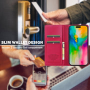 For iPhone 16 LC.IMEEKE L1 Series Frosted Fine Texture PU Phone Case(Red)