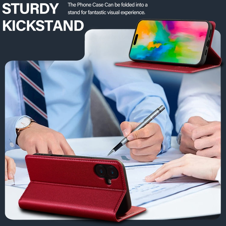 For iPhone 16 LC.IMEEKE L1 Series Frosted Fine Texture PU Phone Case(Red)