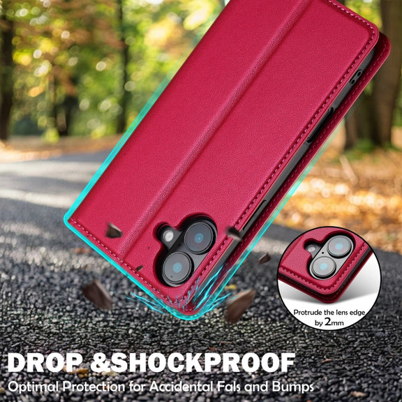 For iPhone 16 LC.IMEEKE L1 Series Frosted Fine Texture PU Phone Case(Red)