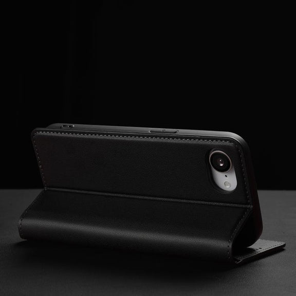 For iPhone 16e LC.IMEEKE L1 Series Frosted Fine Texture PU Phone Case(Black)