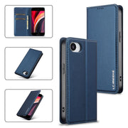 For iPhone 16e LC.IMEEKE L1 Series Frosted Fine Texture PU Phone Case(Blue)