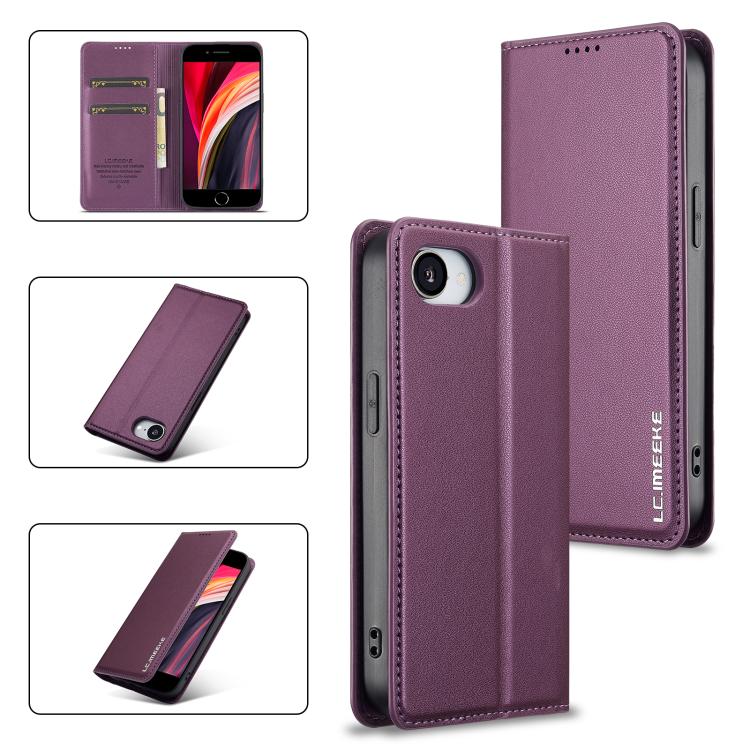 For iPhone 16e LC.IMEEKE L1 Series Frosted Fine Texture PU Phone Case(Purple) - iPhone 16e Cases by LC.IMEEKE | Online Shopping South Africa | PMC TechLife | Buy Now Pay Later Mobicred