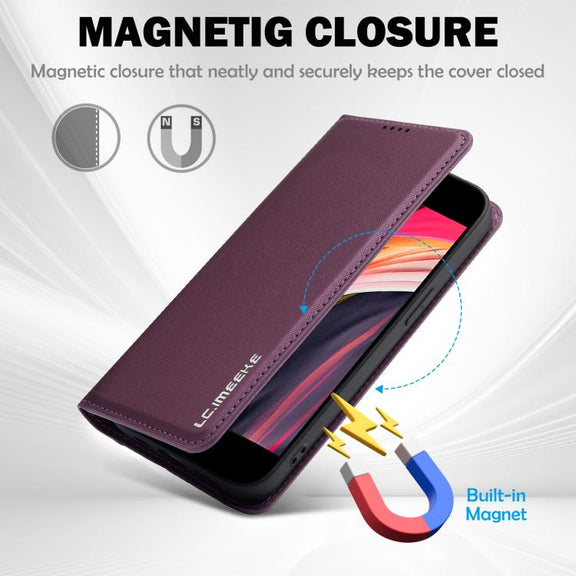For iPhone 16e LC.IMEEKE L1 Series Frosted Fine Texture PU Phone Case(Purple)