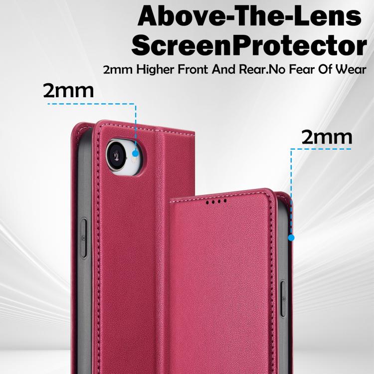 For iPhone 16e LC.IMEEKE L1 Series Frosted Fine Texture PU Phone Case(Red) - iPhone 16e Cases by LC.IMEEKE | Online Shopping South Africa | PMC TechLife | Buy Now Pay Later Mobicred