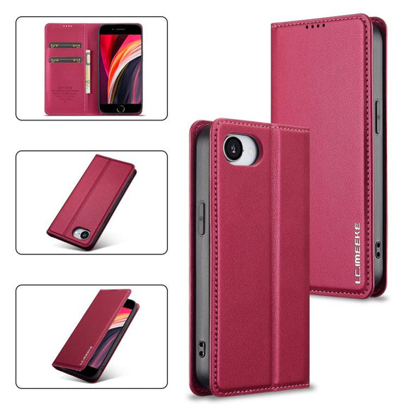 For iPhone 16e LC.IMEEKE L1 Series Frosted Fine Texture PU Phone Case(Red)