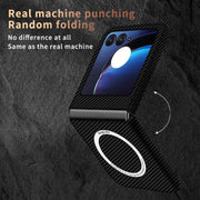 For Motorola Razr 50 Ultra Carbon Fiber Texture MagSafe Magnetic Phone Case(Blue Purple)