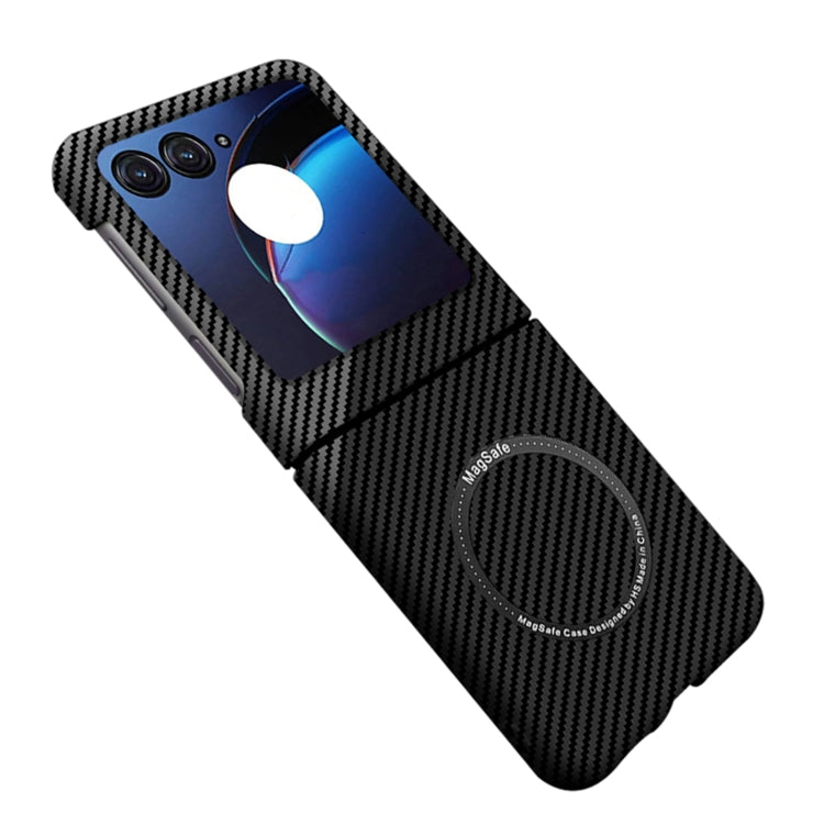 For Motorola Razr 50 Ultra Carbon Fiber Texture MagSafe Magnetic Phone Case(Black Silver) - Motorola Cases by PMC TechLife | Online Shopping South Africa | PMC TechLife | Buy Now Pay Later Mobicred