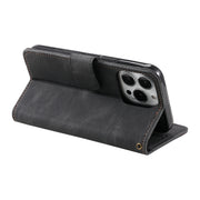 For iPhone 16 Pro Max Nail Skin Feel Stitching Calf Texture Leather Phone Case(Black)