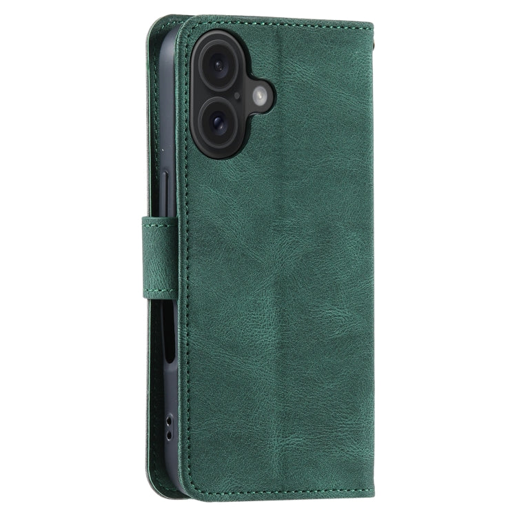 For iPhone 16 Plus Nail Skin Feel Stitching Calf Texture Leather Phone Case(Green) - free shipping - PMC TechLife - Order now!